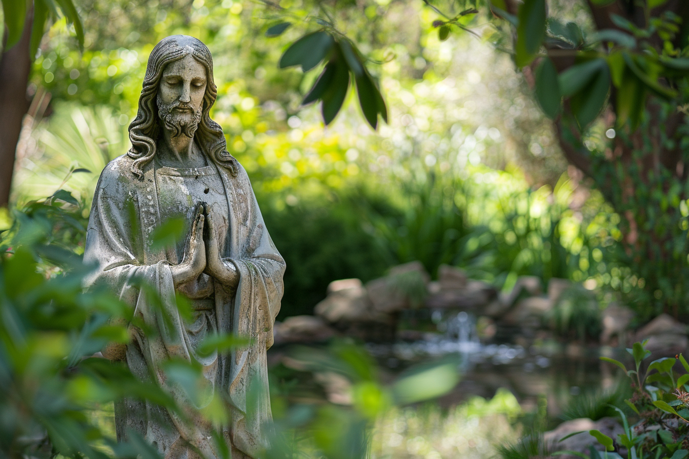 Image gratuite Vue paisible sculpture Jésus, jardin 2