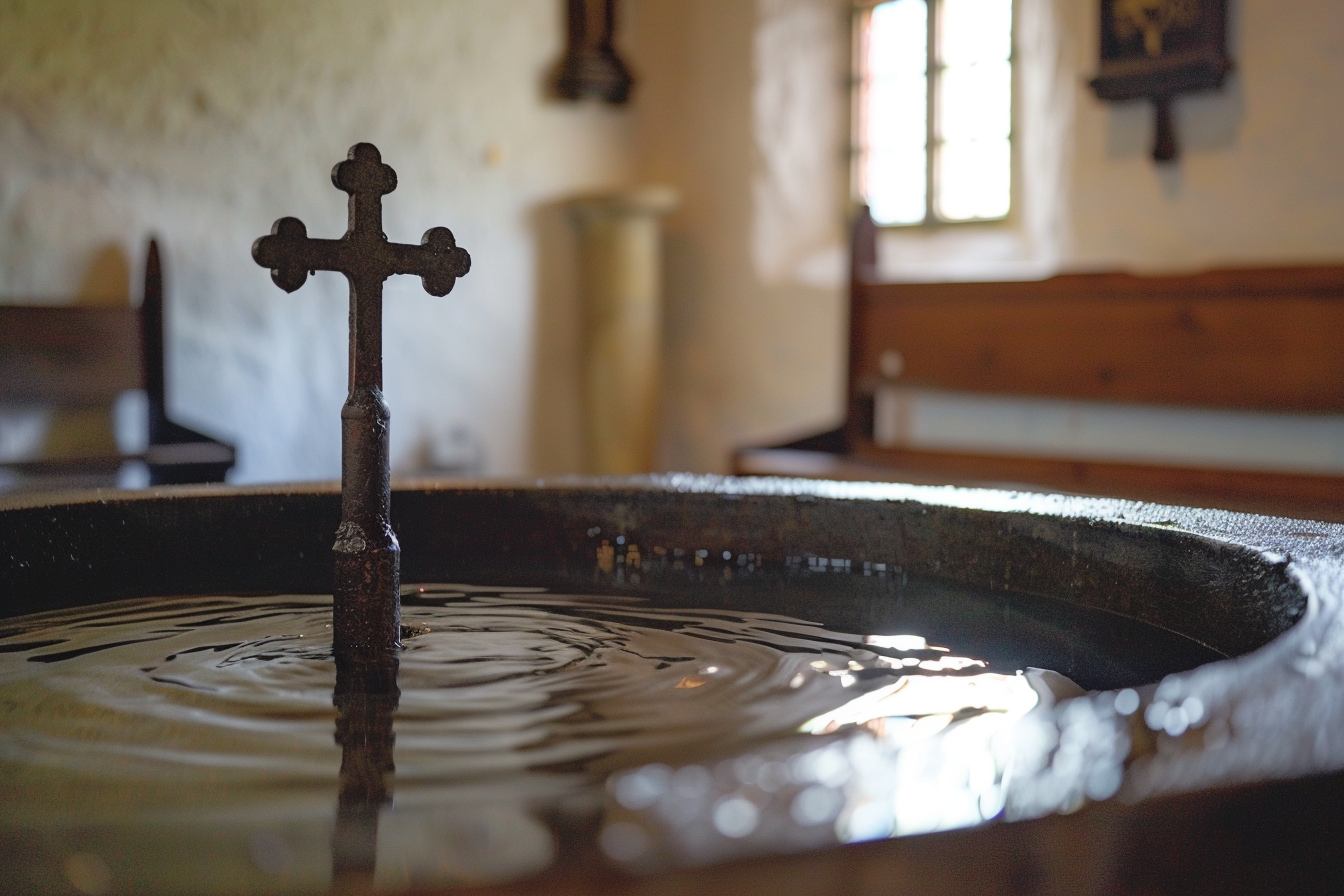 Image gratuite Vue sereine bassin eau bénite, chapelle 2