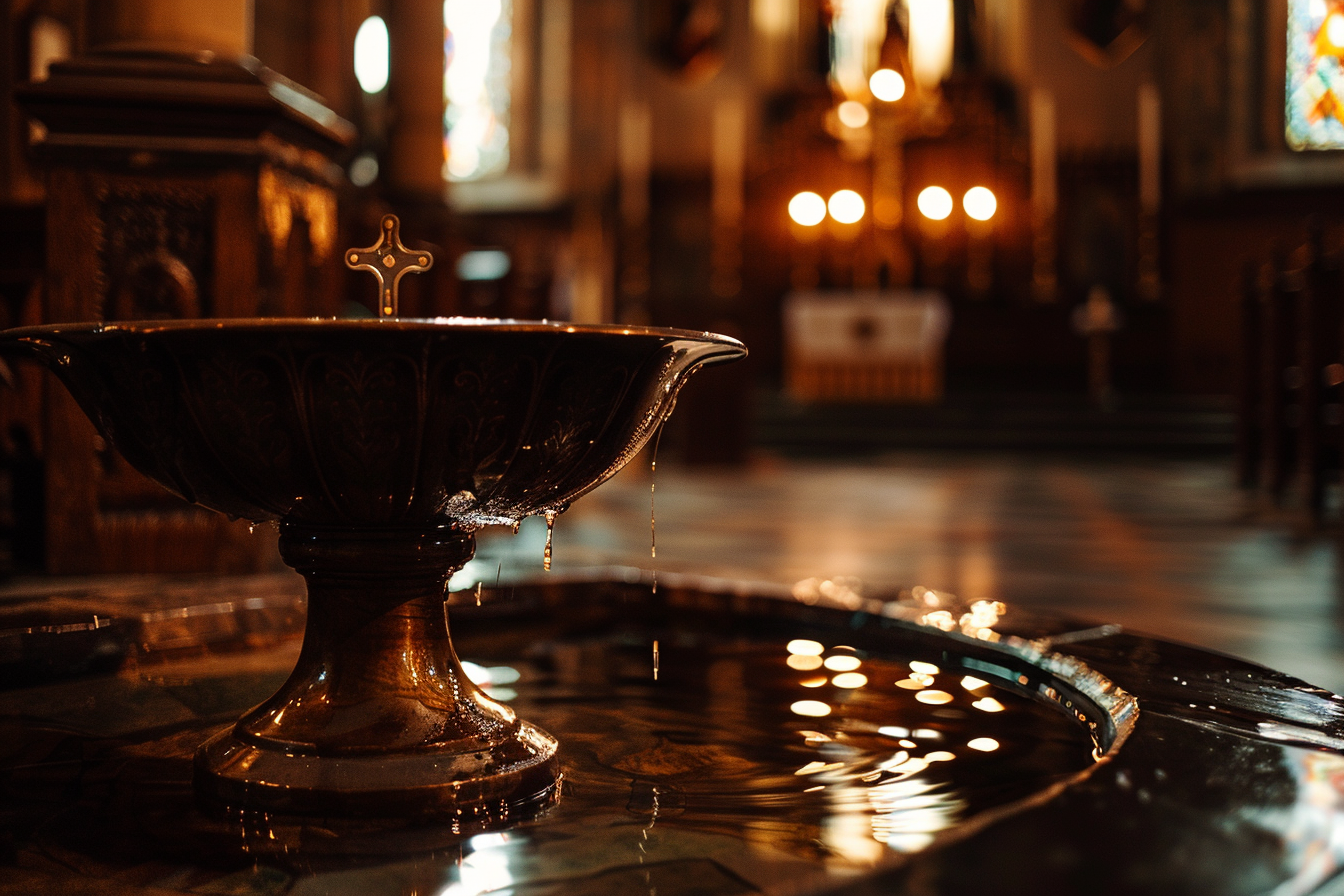 Image gratuite Vue solennelle bassin eau bénite, église 1