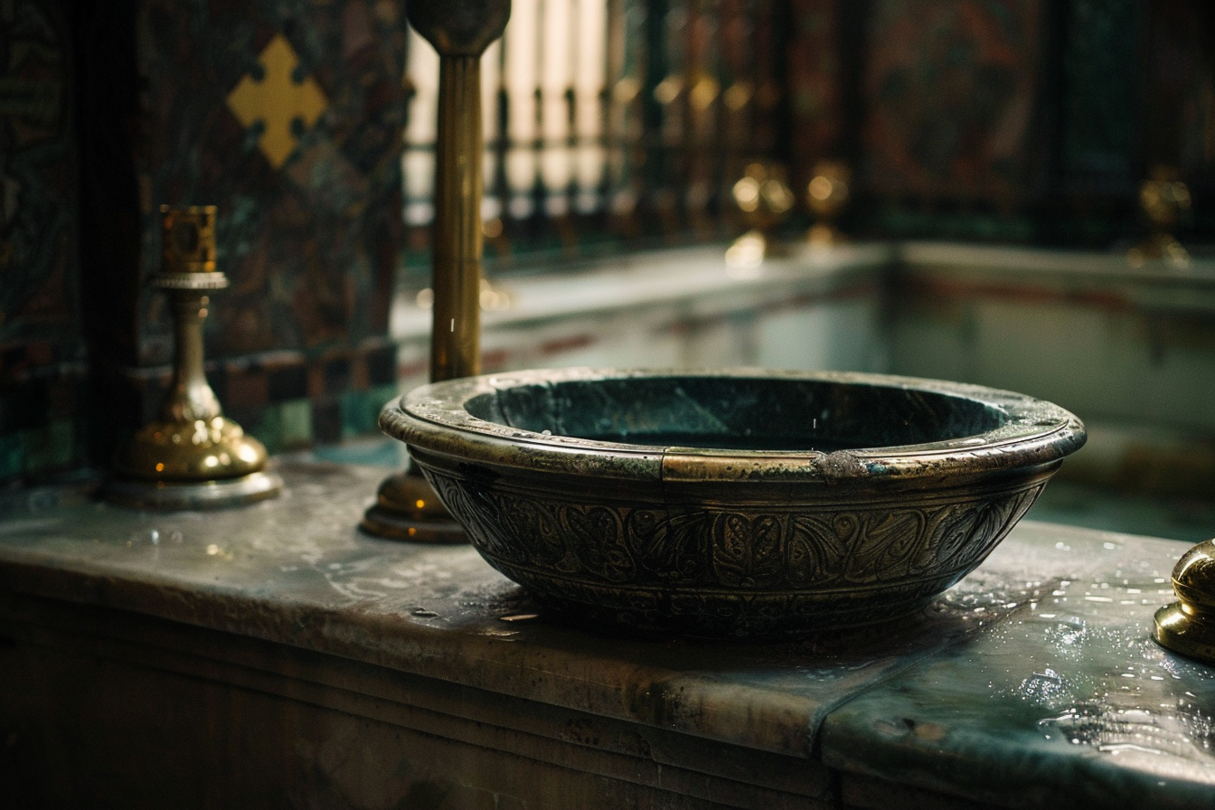 Image gratuite Vue solennelle bassin eau bénite, église 2