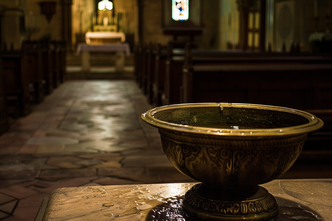 Image gratuite Vue solennelle bassin eau bénite, église 3