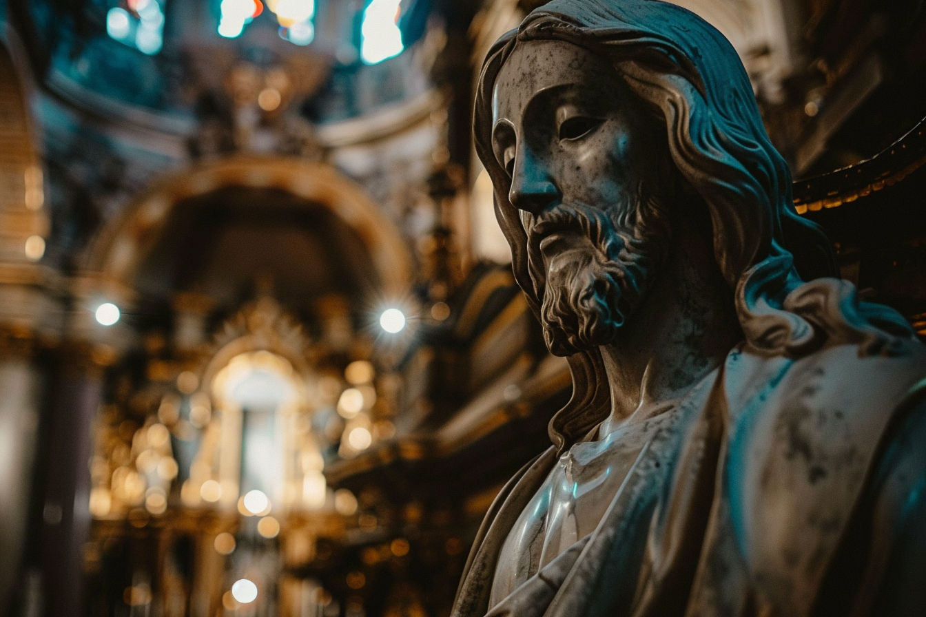 Image gratuite Vue solennelle statue Jésus, cathédrale 1